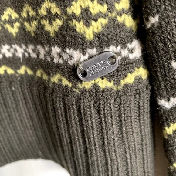 CARVE DESIGNS Merino Wool Button Down Fair Isles Print Cardigan Sweater Size S - Picture 5 of 10